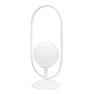 Επιτραπέζιο φωτιστικό σε λευκή απόχρωση και λευκή οπαλίνα 1XG9 D:40cm (3041-WH)