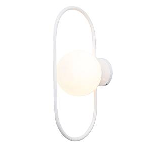 Επιτοίχιο φωτιστικό σε λευκή απόχρωση και λευκή οπαλίνα 1XG9 D:40cm (43038-WH)