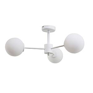 Κρεμαστό φωτιστικό από λευκό μέταλλο και λευκή οπαλίνα 3XG9 D:50cm (5013-3)