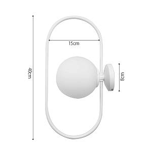 Επιτοίχιο φωτιστικό σε λευκή απόχρωση και λευκή οπαλίνα 1XG9 D:40cm (43038-WH)