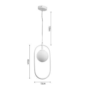 Κρεμαστό φωτιστικό σε λευκή απόχρωση και λευκή οπαλίνα 1XG9 D:40cm (4050-WH)