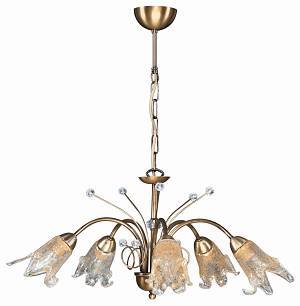 Φωτιστικό Πολύφωτο 5φ Μέταλλο μπρονζέ/Γυαλί Ε14