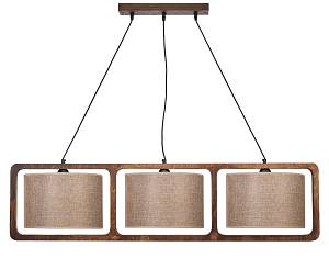 Φωτιστικό Πολύφωτο 3φ Ξύλο/Αμπαζούρ μόκα Ε27