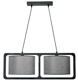 Φωτιστικό Πολύφωτο 2φ Ξύλο/Αμπαζούρ γκρι Ε27