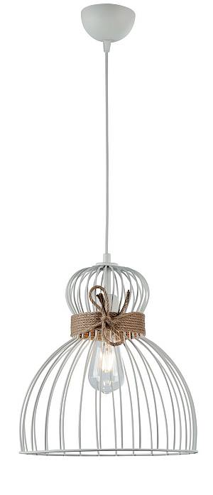 Φωτιστικό μονόφωτο μέταλλο λευκό/σχοινί Ε27 Φ30