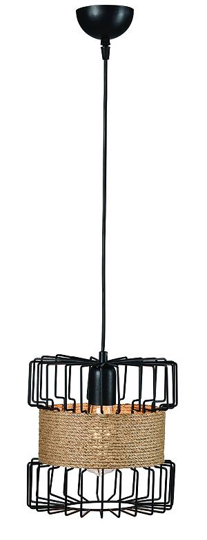 Φωτιστικό μονόφωτο μέταλλο μαύρο/σχοινί Ε27 Φ28