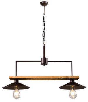 Φωτιστικό Πολύφωτο 2φ Ξύλο/Μέταλλο σκουριά Ε27