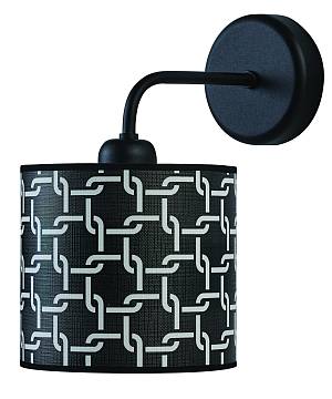 Απλίκα μέταλλο/Αμπαζούρ μαύρο/λευκό Ε27 Φ15