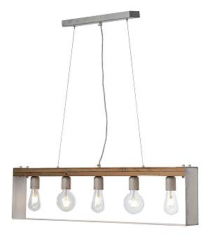 Φωτιστικό Πολύφωτο 5φ Ξύλο/Μέταλλο λευκό/Πατίνα ασημί Ε27