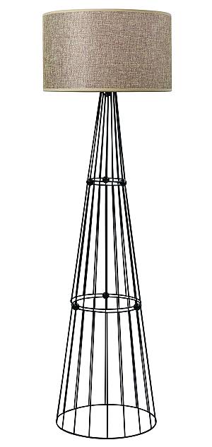 Φωτιστικό δαπέδου μέταλλο μαύρο αμπαζούρ μόκα  Ε27