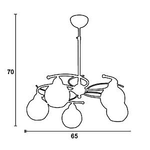 Φωτιστικό Πολύφωτο 5φ Μέταλλο χρώμιο/Γυαλί Ε27