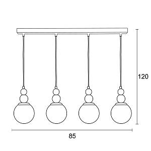 Φωτιστικό Πολύφωτο 4φ Μέταλλο/Γυαλί Ε27