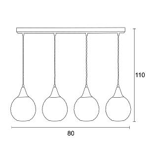 Φωτιστικό Πολύφωτο 4φ Μέταλλο/Γυαλί Ε27