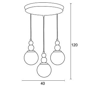 Φωτιστικό Πολύφωτο 3φ Μέταλλο/Γυαλί Ε27