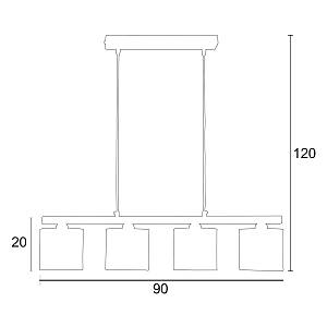 Φωτιστικό Πολύφωτο 4φ Μέταλλο/Αμπαζούρ γκρί Ε27