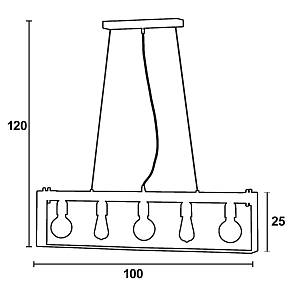 Φωτιστικό Πολύφωτο 5φ Ξύλο/Μέταλλο μαύρο Ε27