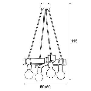 Φωτιστικό Πολύφωτο 4φ Ξύλο/Σχοινί Ε27