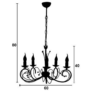 Φωτιστικό Πολύφωτο 5φ Μέταλλο κρεμ/πατίνα χρυσή Ε14