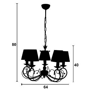 Φωτιστικό Πολύφωτο 5φ Μέταλλο κρεμ/ Πατίνα χρυσή με αμπαζούρ Ε14