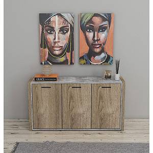 KENYA ΠΙΝΑΚΑΣ ΚΑΜΒΑΣ ΠΟΛΥΧΡΩΜΟ ΞΥΛΟ 60x90xH3cm