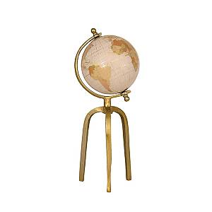 GLOBUS ΥΔΡΟΓΕΙΟΣ ΑΛΟΥΜΙΝΙΟ ΠΛΑΣΤΙΚΟ ΧΡΥΣΟ ΛΕΥΚΟ D15xH41cm