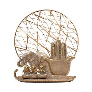 HAMSA DECO ΤΟΙΧΟΥ POLYRESIN ΧΡΥΣΟ ΛΕΥΚΟ 24,5x2,5xH29,5cm