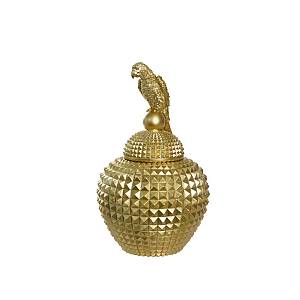 PERROQUET ΔΟΧΕΙΟ ΑΠΟΘΗΚΕΥΣΗΣ POLYRESIN ΧΡΥΣΟ D23xH38cm