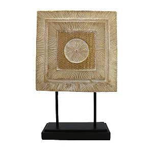 SQUARE DRUM DECO TOTEM POLYRESIN ΦΥΣΙΚΟ ΜΑΥΡΟ 25,5x7,5xH39,5cm