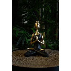 VASANTA 2 DECO ΦΙΓΟΥΡΑ POLYRESIN ΧΡΥΣΟ ΜΑΥΡΟ 13,5x9xH19cm