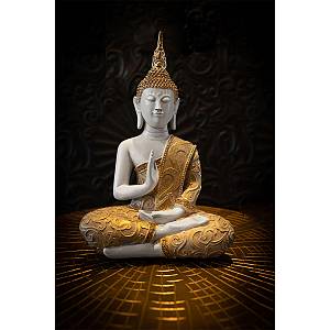 FADHI DECO ΒΟΥΔΑΣ POLYRESIN ΜΠΕΖ ΧΡΥΣΟ ΜΩΒ 21,9x11,7xH33,5cm