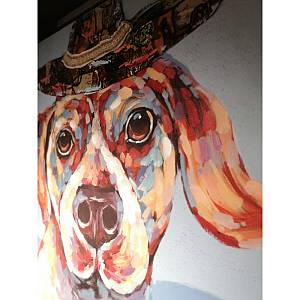 IMBA DOG 4 ΠΙΝΑΚΑΣ ΚΑΜΒΑΣ ΠΟΛΥΧΡΩΜΟ ΞΥΛΟ 100x100xH3cm