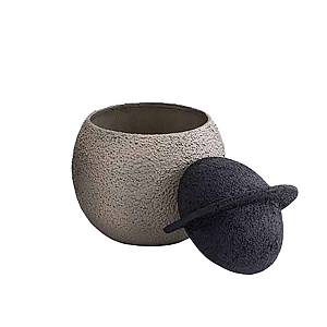 GRIZIO ΜΠΩΛ ΜΕ ΚΑΠΑΚΙ ΑΛΟΥΜΙΝΙΟ MUD TEXTURED ΜΑΥΡΟ TEXTURED 20x20xH24cm