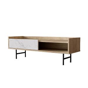 STOCKHOLM COFFEE TABLE SONOMA DECAPE ΛΕΥΚΟ ΜΕ ΟΨΗ ΜΑΡΜΑΡΟΥ ΜΑΥΡΟ 120x59xH40cm
