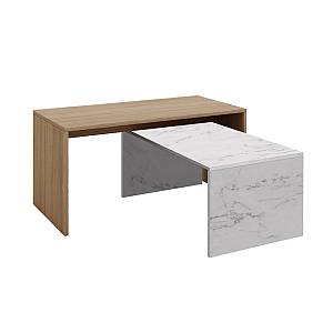 TUNUSIA COFFEE TABLE ARTISAN OAK TUNUSIA ΜΑΡΜΑΡΟ 90/80x45xH45/34cm