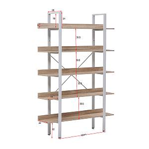 HORIZON ΒΙΒΛΙΟΘΗΚΗ 5ΡΑΦΙΑ SONOMA ΜΑΥΡΟ 120x28xH170cm