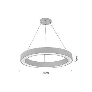 Κρεμαστό φωτιστικό LED 88W 3CCT (by switch on base) σε μαύρη απόχρωση D:80cm (6073-80-BL)
