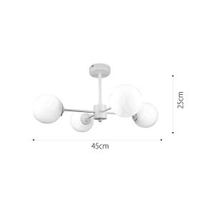 Κρεμαστό φωτιστικό από λευκό μέταλλο και λευκή οπαλίνα 4XG9 D:45cm (5013-4)