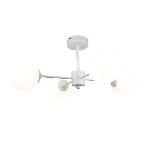 Κρεμαστό φωτιστικό από λευκό μέταλλο και λευκή οπαλίνα 4XG9 D:45cm (5013-4)