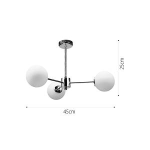 Κρεμαστό φωτιστικό από χρώμιο μέταλλο και λευκή οπαλίνα 3XG9 D:45cm (5014-3)