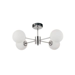 Κρεμαστό φωτιστικό από χρώμιο μέταλλο και λευκή οπαλίνα 4XG9 D:45cm (5014-4)