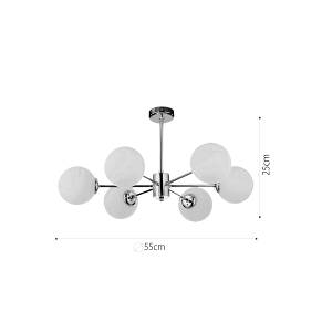 Κρεμαστό φωτιστικό από χρώμιο μέταλλο και λευκή οπαλίνα 6XG9 D:55cm (5014-6)