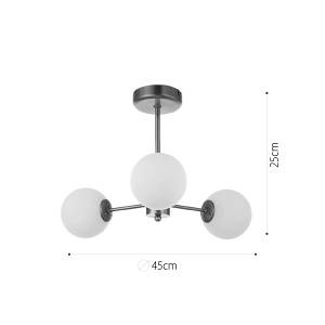 Κρεμαστό φωτιστικό από χρυσό ματ μέταλλο και λευκή οπαλίνα 3XG9 D:45cm (5015-3)
