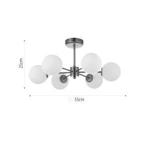 Κρεμαστό φωτιστικό από χρυσό ματ μέταλλο και λευκή οπαλίνα 6XG9 D:55cm (5015-6)