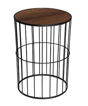 TBH-04 BK ΤΡΑΠΕΖΑΚΙ ΜΑΥΡΟ ΣΤΡΟΓΓΥΛΟ ΠΛΕΓΜΑ ΜΕ ΞΥΛΟ