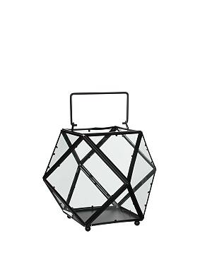 Φανάρι μεταλ.πολυγ.μαύρο 30Χ24