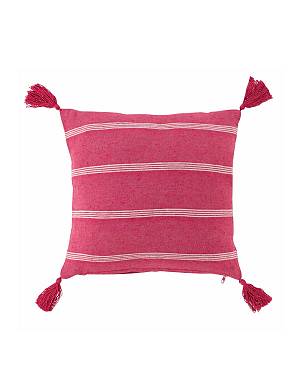Μαξιλάρι βαμβ.40Χ40φούξια ριγέ με πον πον