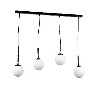 Κρεμαστό φωτιστικό από μαύρο μέταλλο και λευκή οπαλίνα 4XG9 D:80cm (4514-4 ΡΑΓΑ)