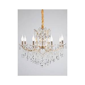 Inlight Κρεμαστό φωτιστικό από χρυσό μέταλλο γυαλί και κρύσταλλα 8XE14 D:80cm (5244-8-Χρυσό)