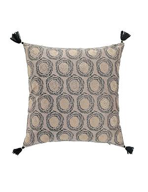 Μαξιλάρι βελουτέ μπέζ/κύκλοι 45x45cm