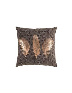 Μαξιλάρι metallic printed φτερά καφέ 45x45cm